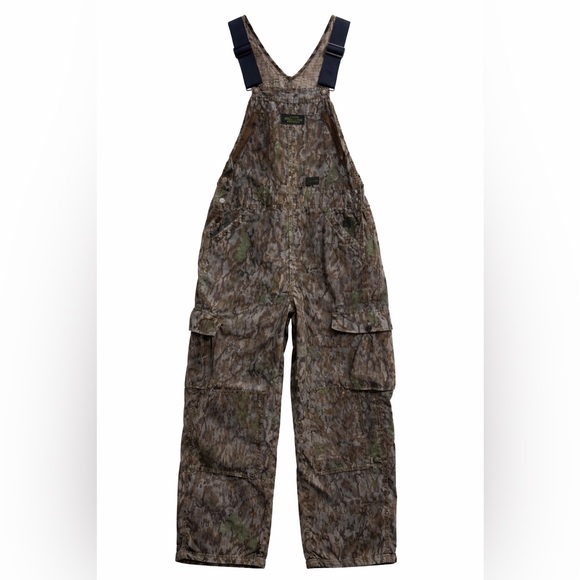 Vintage 1980s Liberty Hide N Pine Camo Overalls Double Knee USA Made Mens S